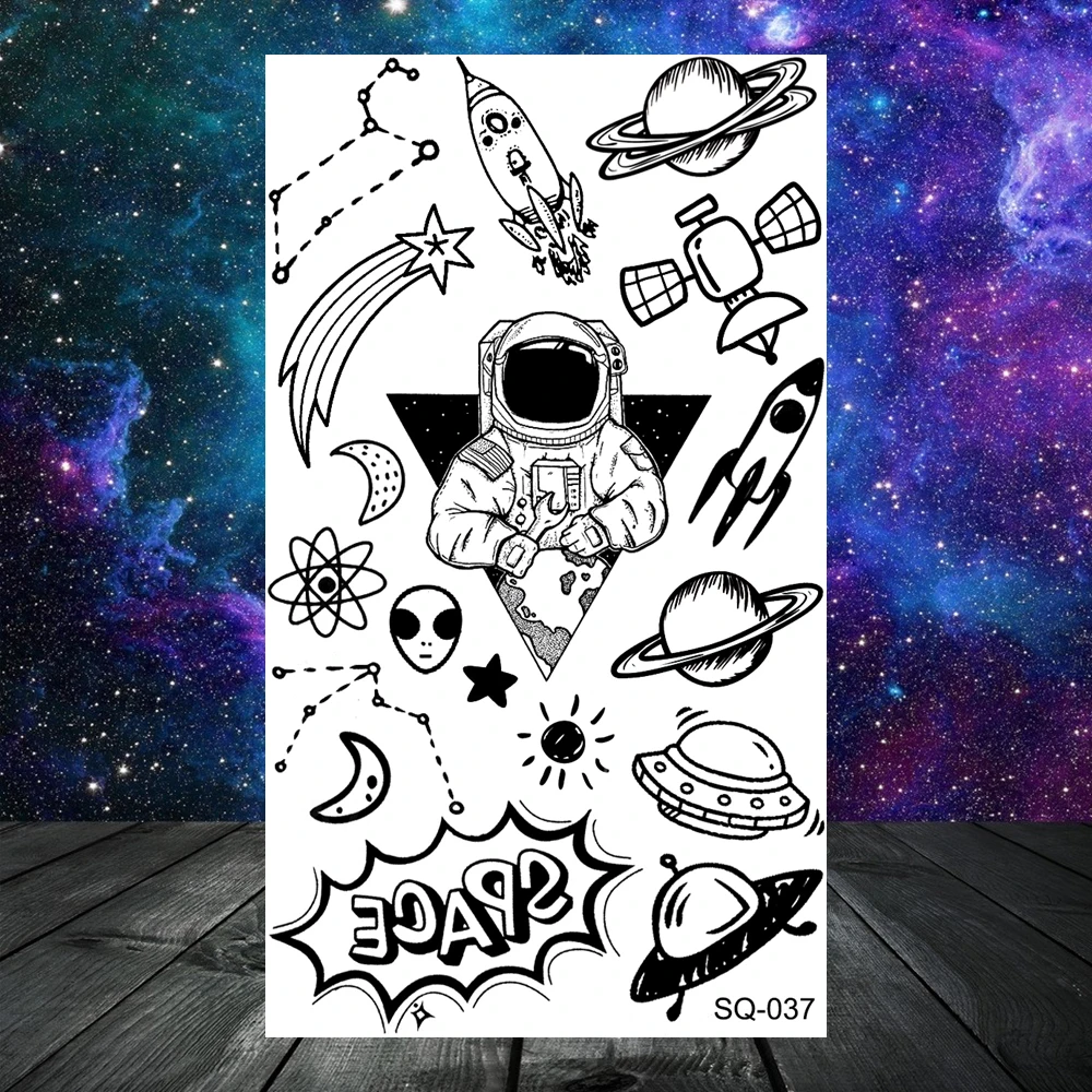 Anchor Pirate Skull Temporary Tattoos For Women Adult Men Kids Boy Astronaut Ship Seahorse Fake Tattoo Neck Arm Hand Small Tatoo 2