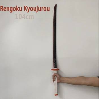 

Cosplay 1:1 Kimetsu no Yaiba Sword Weapon Demon Slayer Rengoku Kyoujurou Sword Anime Ninja Knife PU toy 104cm