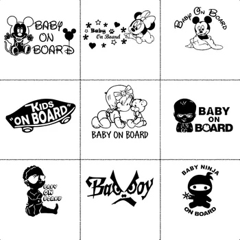 

10 Kinds of Baby on Board Funny Car Sticker Creative Vinyl Stickers on Cars Body Window Decals Car-styling Decoration Cartoon