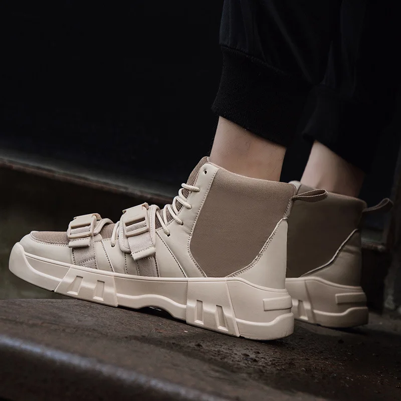 

Autumn And Winter New Style Hight-top Canvas Skate Shoes European And American Streets Martin Boots Sports Footwear Khaki Korean