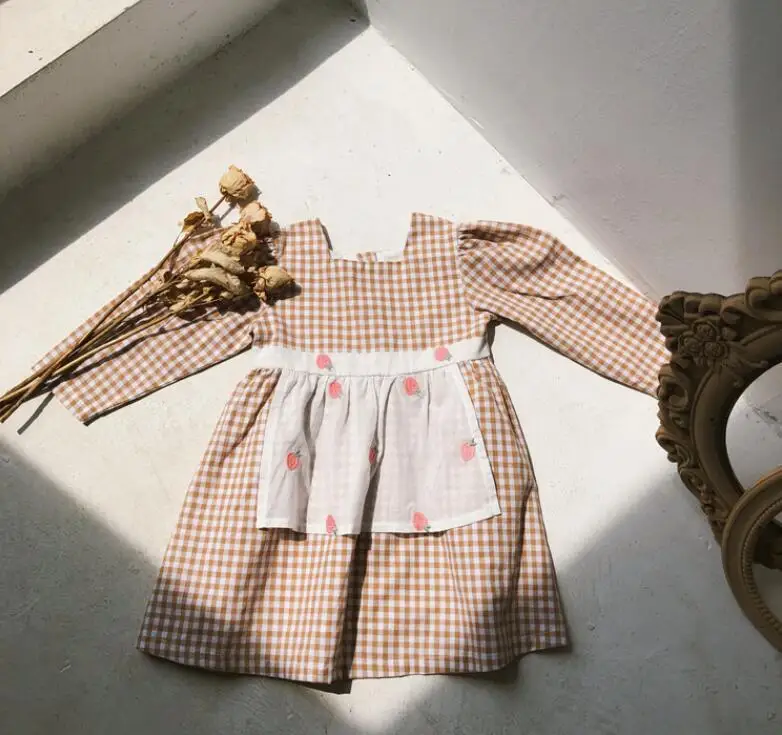 

2019 Fall Cotton Plaids Dresses For Girls Princess, Children Fashion Dress 6 pcs/lot, Wholesale
