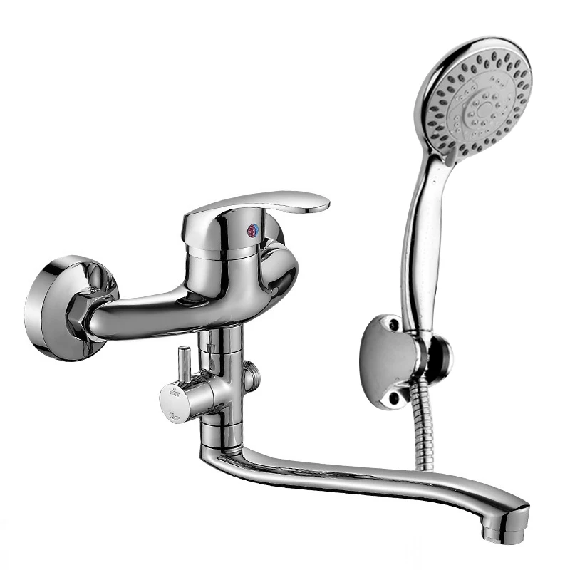 25cm Faucet Set Смеситель для ванной комнаты, душевой набор 25 см/30 см, удлиненный вращающийся кран, настенный смеситель для холодной и горячей воды, насадка для душа - Цвет: 25cm Faucet Set