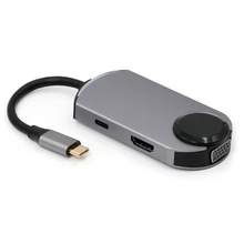 Station d'accueil 5 en 1 USB 3.0 Type C, Hub de charge rapide, Interface VGA Compatible HDMI pour ordinateur portable PD