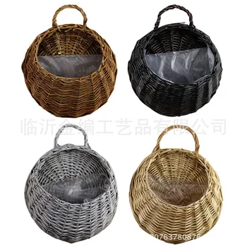 

Garden Wall-mounted Flower Basket Handmade Rattan flower Basket Rustic Wicker Flowerpot Birds Nest Flower basket
