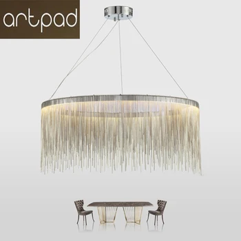 

Modern LED Aluminum Chain Tassel Design Pendant Lighting Silver/Rose Gold Luxury Hanging Lamp Luminaires For Living Room