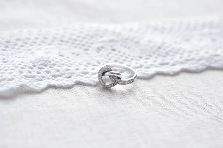 Autumn Genuine 925 Sterling Silver Women Rings Knotted Heart Ring for Engagement Jewelry Anniversary