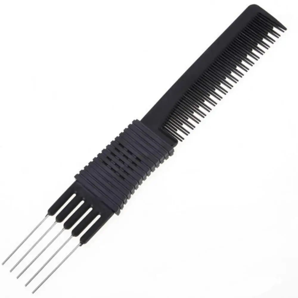 2 Head Black Carbon Lift Teasing Combs with Metal Prong,Black Carbon
