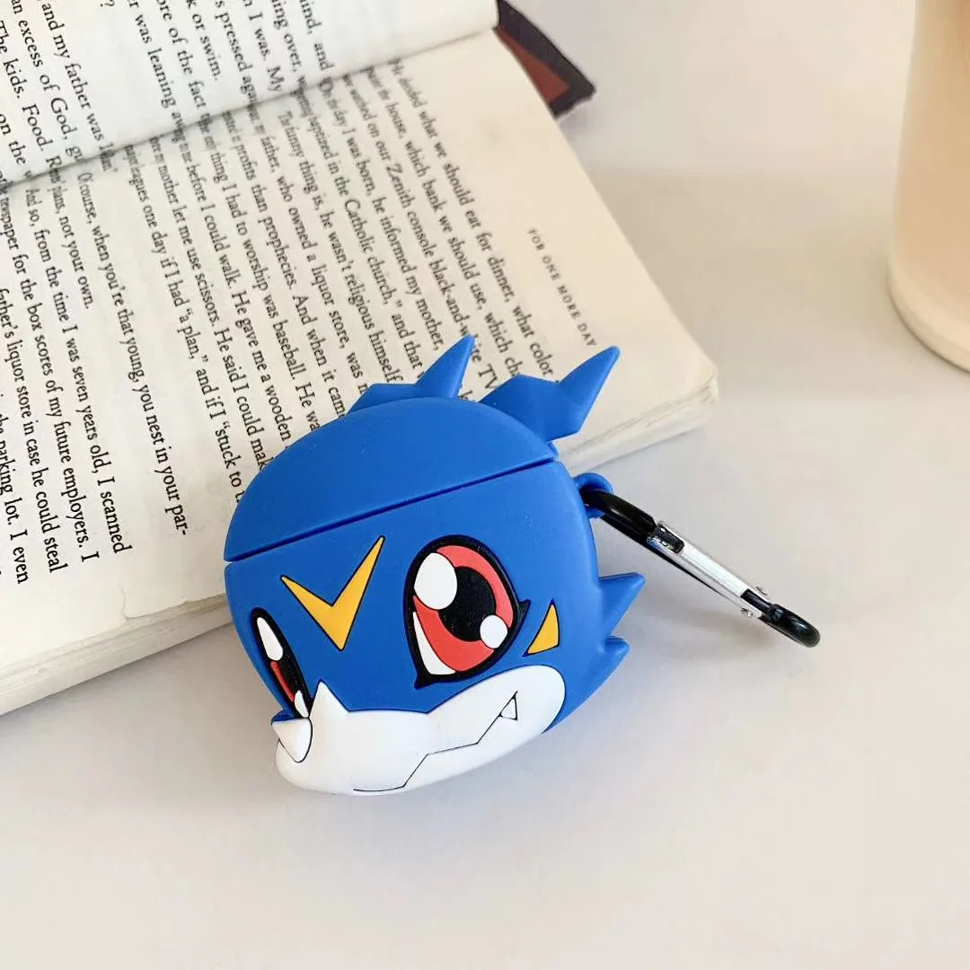 Для AirPods Чехол для детских японских мультяшных наушников Digimon чехол для Apple Airpods 2 Забавный защитный чехол с крючок карабина