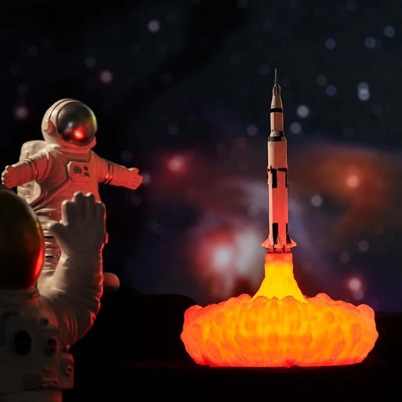 Новинка 2019 Прямая поставка 3D принт лампы Saturn V перезаряжаемый ночсветильник Apollo 5