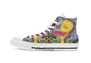 

Sleeping in a Hotel Built on Fear Love Custom Casual High Top lace-up Canvas shoes sneakers Drop shipping