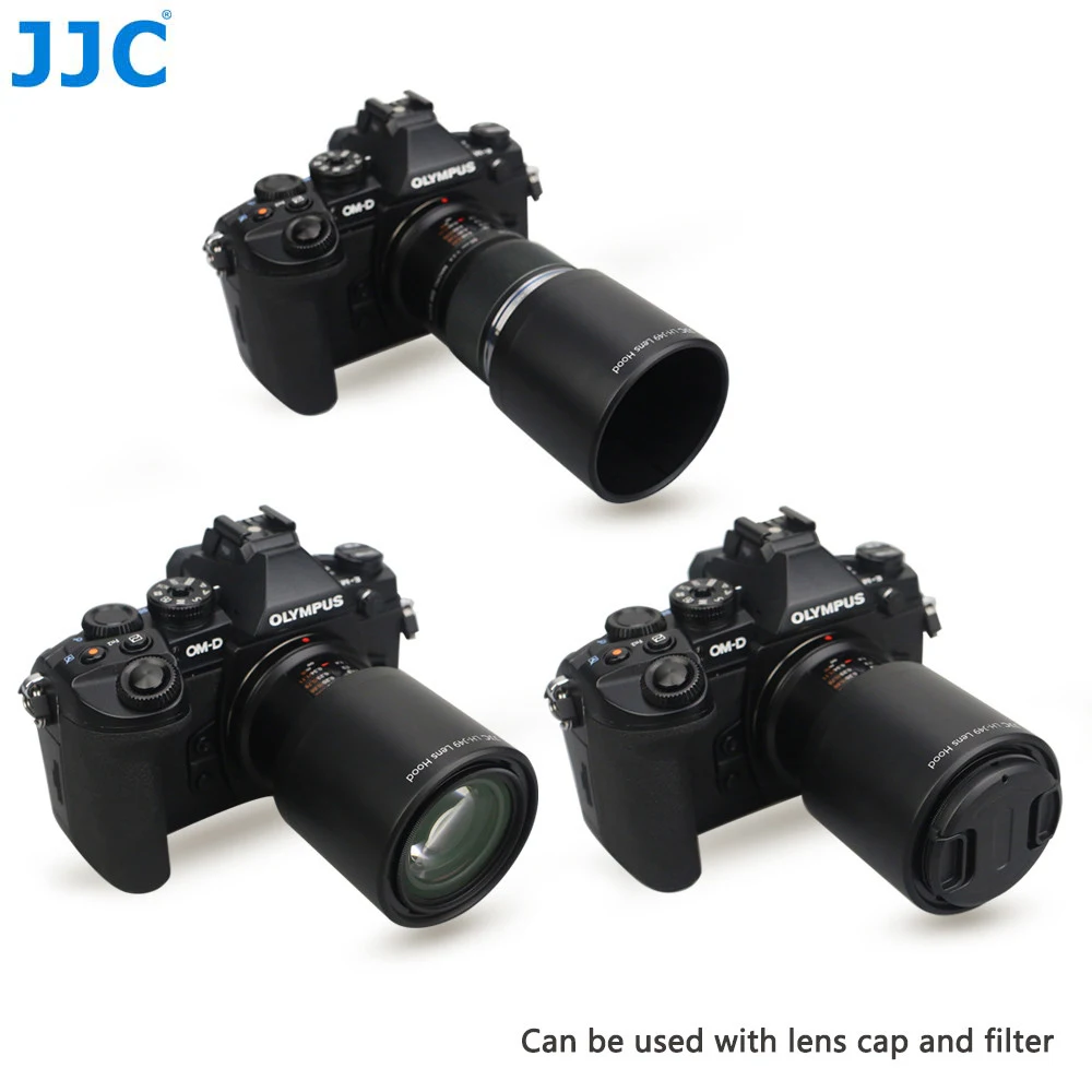 

JJC Reversible Camera Lens Hood Shade for OLYMPUS M.ZUIKO DIGITAL ED 60mm F2.8 Macro Lens Replaces Olympus LH-49 Lens Hood Tube