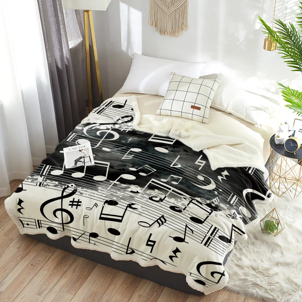 Note Music Black WhiteWatercolor Splash Blanket Floral Fleece Blanket for Kids Girl Couch Soft Plush Bedspreads Quilt Drop Ship