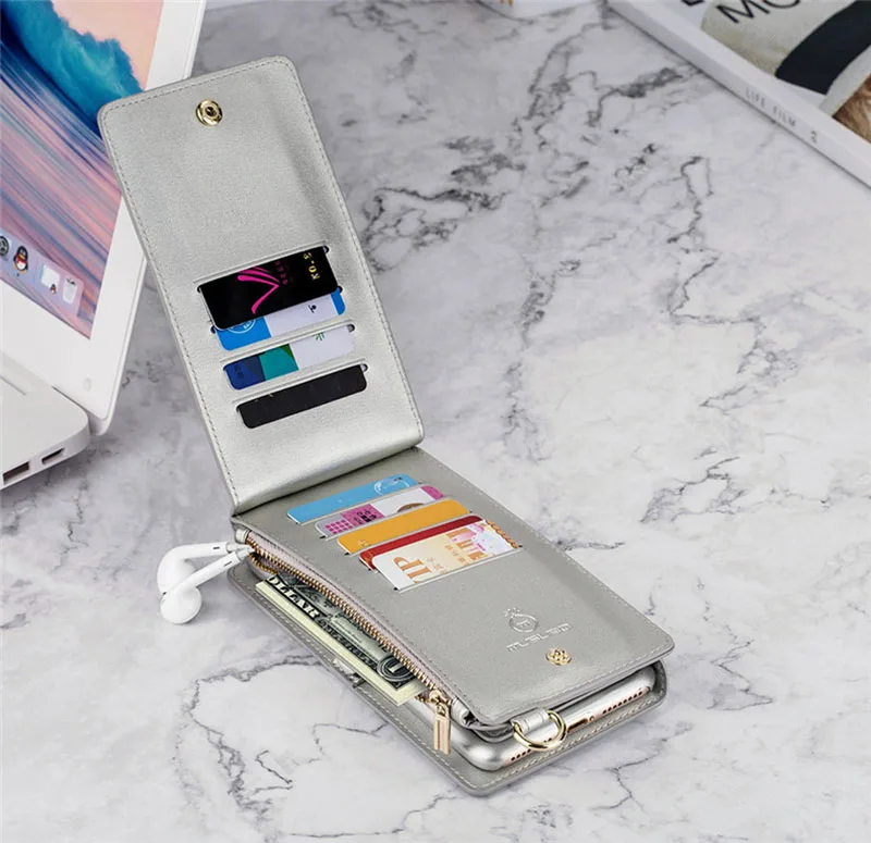 Чехол-кошелек для iPhone XR XS Max X 6 7 8 Plus, съемный чехол для телефона, женский, 4 в 1, кожаная сумка через плечо, сумочка с отделением для карт