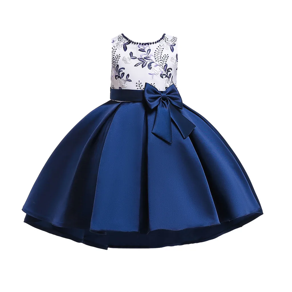 Розовое свадебное платье принцессы для маленьких девочек; детское платье-пачка с цветочным рисунком; элегантное платье для девочек; robe fille ceremonie;#5G4 - Цвет: Синий
