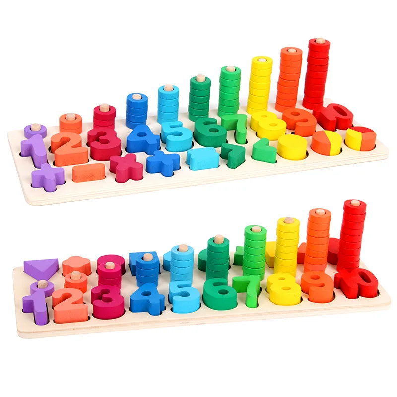 Montessori Educational Wooden Toys For kids Board Math Fishing Count Numbers Matching Digital Shape Match Early Education Toy