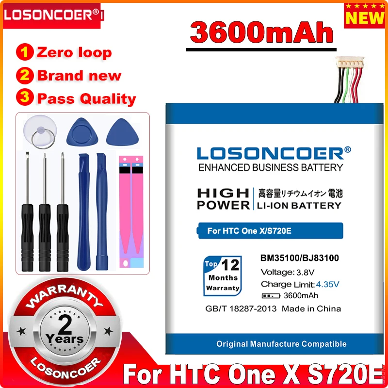 LOSONCOER Новые поступления 3600mAh BM35100 / BJ83100 батарея для HTC One X S720e S Z520e G23 Z520d