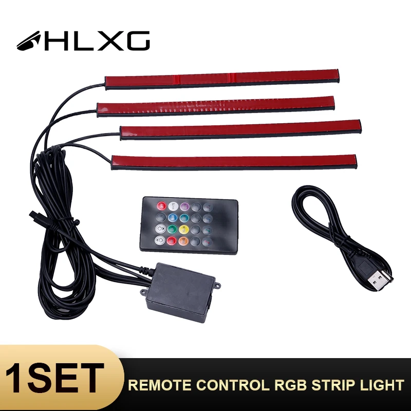 HLXG ленточный светильник 4x RGB светодиодный автомобильный трубчатый пульт