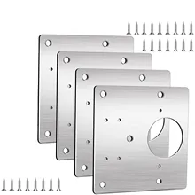Plaque de réparation de charnière en acier inoxydable, support de réparation de charnière avec 24 vis pour porte d'armoire en bois de cuisine, Installation facile 4 pièces