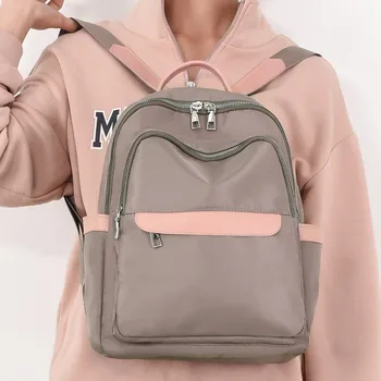 

Fashion Backpack Leather Female Women Double Zipper Pocket Red Waterproof Oxford Large Capacity Travel Sport Backpack#G2