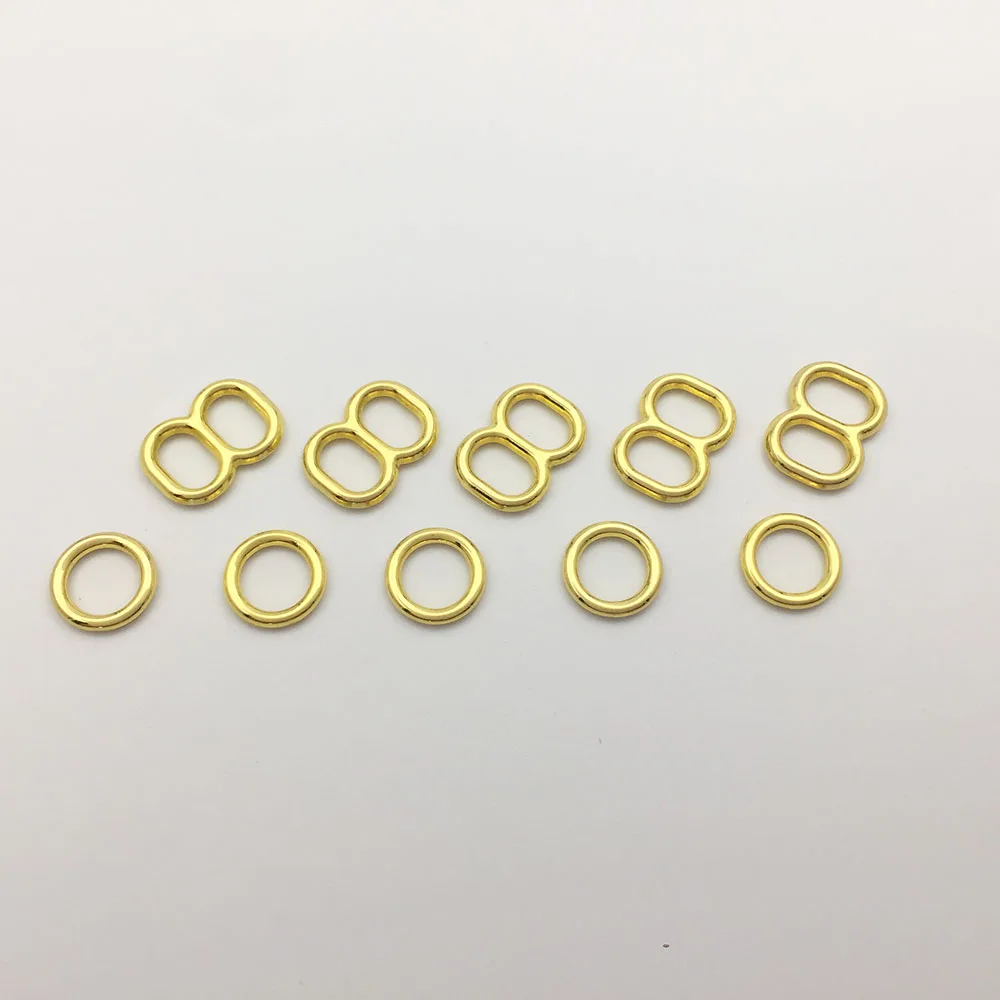 

8mm 100pcs/lot Bra Plated Ring And Slider Adjustment Buckle Tri Glide Fig 8 Nickel Free Aolly DIY Accessories Handwork Supplies