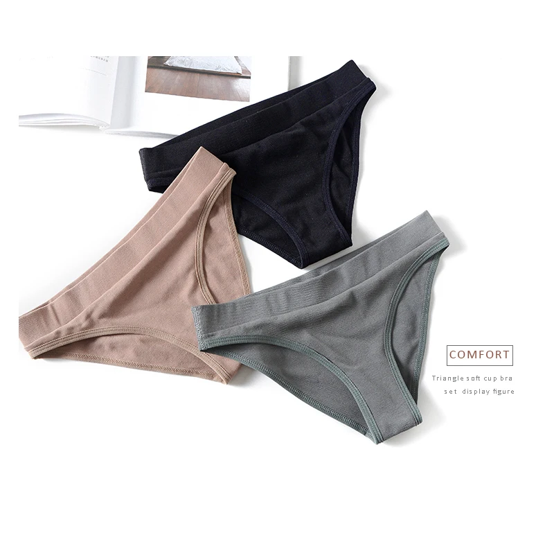 Classic Women Solid Cotton Underwear Soft Seamless Briefs Breathable Sanitary Pants Fashion Design Sexy Panties Lingerie Thong