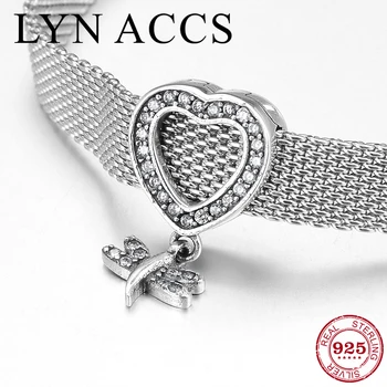 

Hot 925 Sterling Silver Clips Beads for Jewelry making Clear CZ Heart and Butterfly Fit Original reflection Clip Charms Bracelet