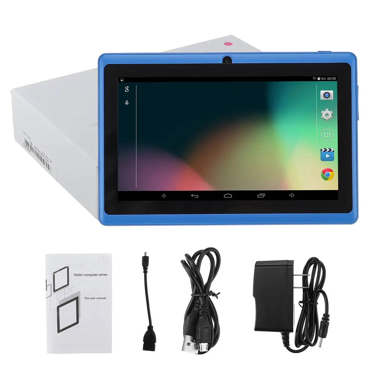 Bluetooth wifi студенческие 7 дюймов цифровые планшеты учеба ПК четырехъядерный Android 4,4 двойная камера планшеты фотография - Цвет: Синий