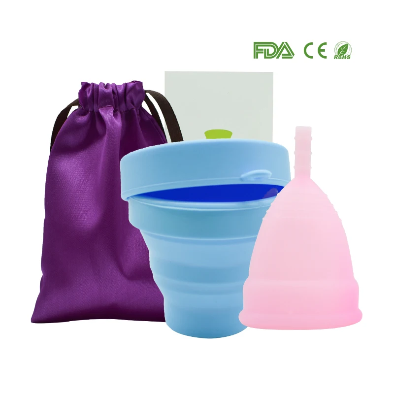 1pcs Menstrual Cup and 1pcs Sterilizer Cup Sterilizing Collapsible Cups to Clean Copa Menstrual Recyclable Foldable Cup - Цвет: Цвет: желтый