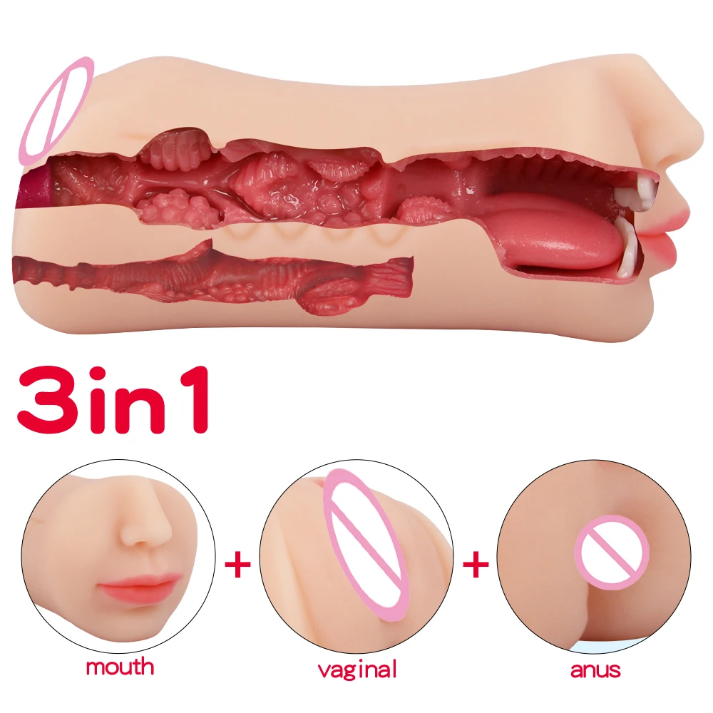 Realistic Women Pussy Vaginal Male Masturbator Artificial Real Vagina Anal Blowjob Masturbation Soft Stick Oral