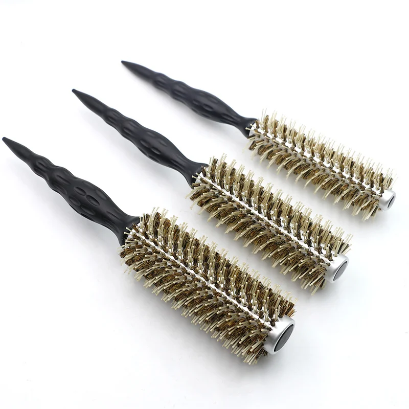 

3 Sizes / Set of Professional Hairdresser Ceramic Coated Drum Comb Rubber Paint Non-slip Nylon Comb Tooth Piglet Round Brush