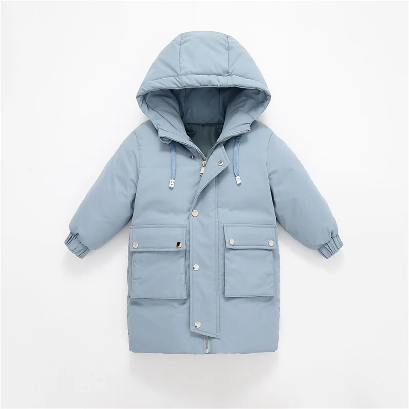 Новая детская хлопковая зимняя куртка для девочек, детская теплая длинная куртка с хлопковой подкладкой парка, пальто с капюшоном для мальчиков-подростков, верхняя одежда