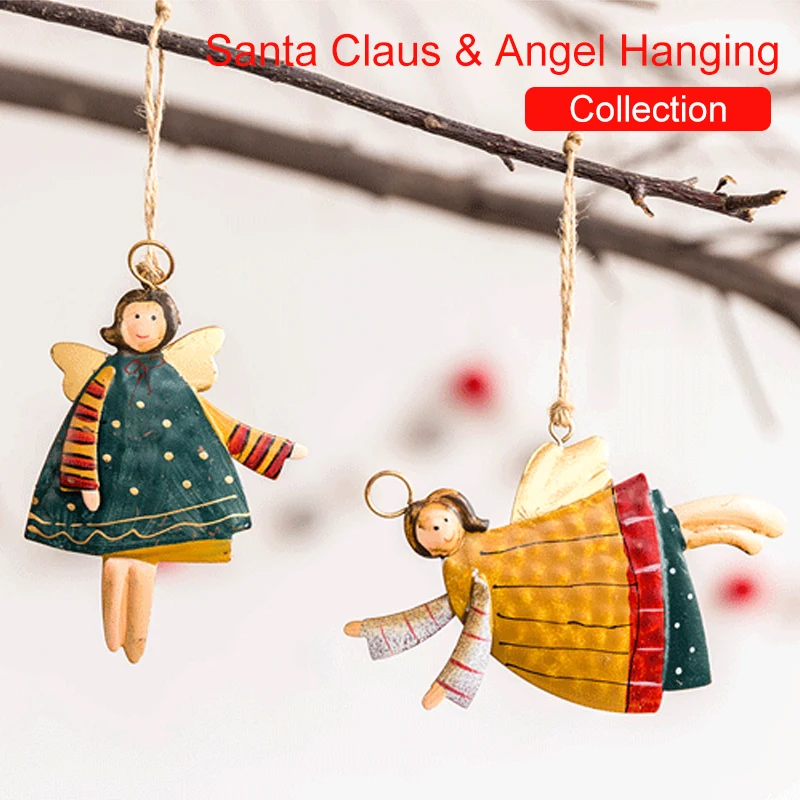 

Cute Santa Claus Hanging Metal Christmas Gift Xmas Tree Decoration Party Decorations Christmas Hanging Iron Angel Hanging