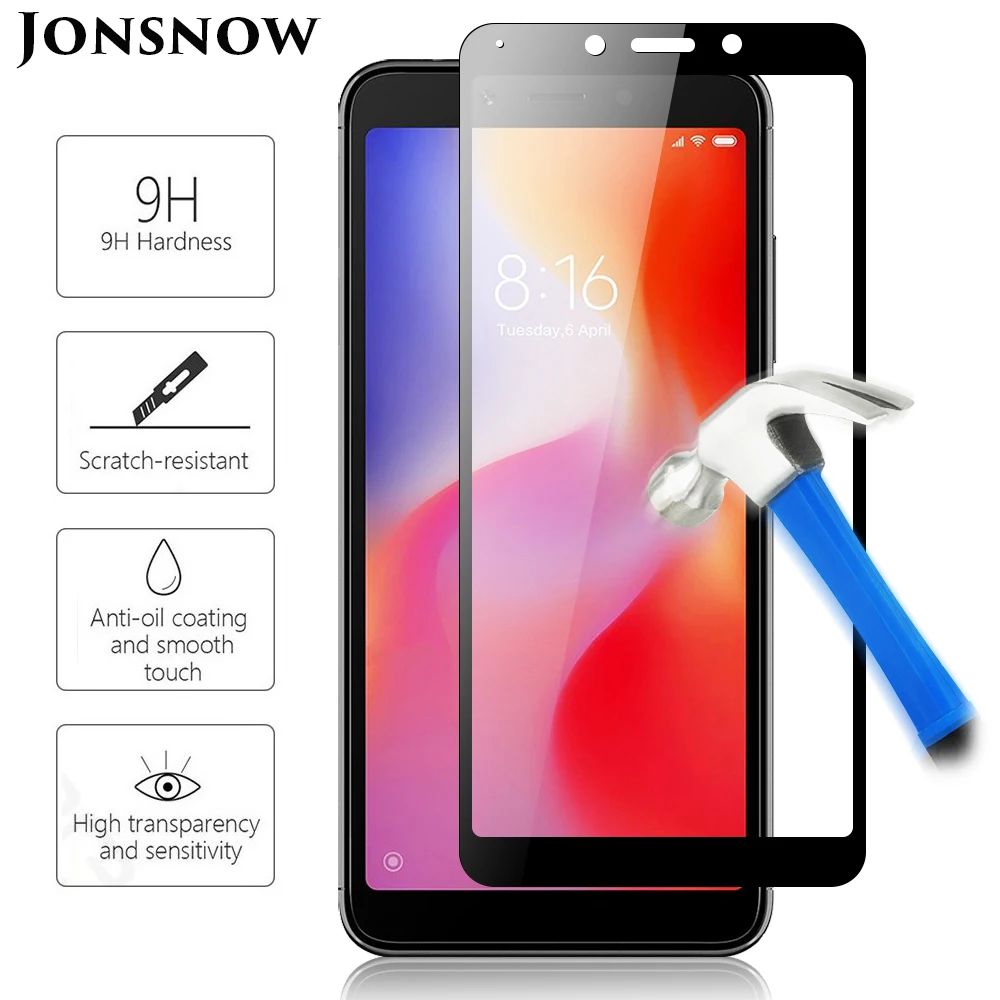 

JONSNOW Full Screen Tempered Glass For Xiaomi Redmi 6A Redmi 6 Pro Note6 Pro 9H Explosion-proof Screen Protector Protective Film