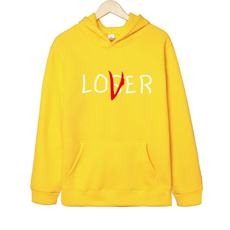 Клубные худи Movie It lossers для мужчин/женщин Harajuku losser Lover It Inspired Толстовка С Капюшоном Повседневный пуловер куртка пальто оверсайз - Цвет: yellow