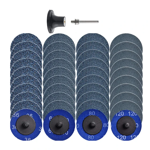 Yuhtech 80 Pcs 2 Pouce 50mm Disques de Ponçage Disques Abrasifs à  Changement Rapide pour le Polissage de Surface du Broyeur, avec 1/4 Pouce  Tige