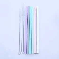 Set of 6 Reusable Food Grade Silicone Straws with Cleaning Brush - Straight & Bent Drinking Straws (6Z)