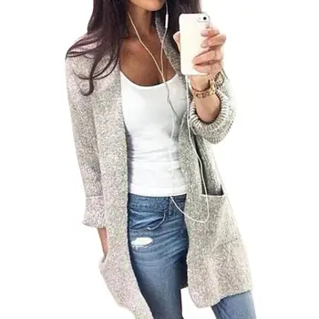 

Winter Open Front Loose Solid Color Women Knit Cardigan Long Sleeve Sweaters 2020 New Fashion Womens wear Sweaters