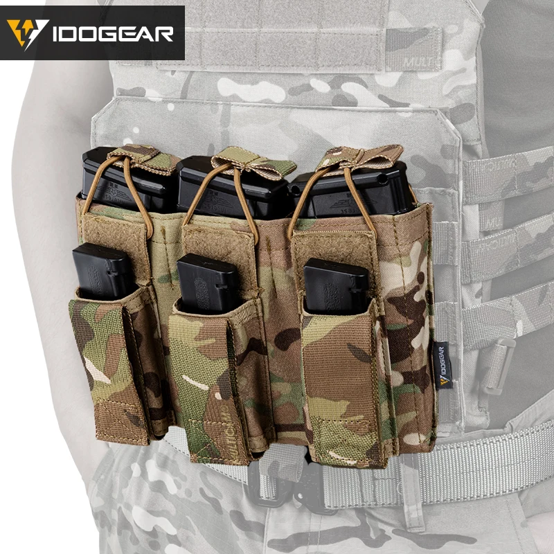 IDOGEAR Тактический Подсумок маг Перевозчик тройной Открытый Топ 5,56 Пистолет Молл подсумок 3545