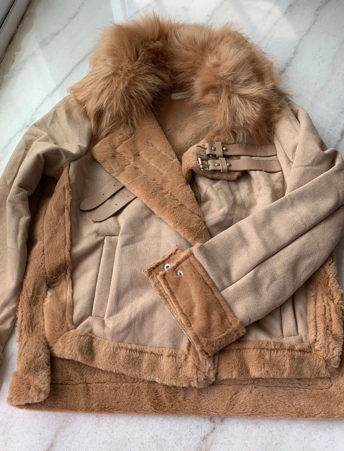 Женские замшевые куртки с воротником из искусственного меха, однобортный толстый теплый осенне-зимний женский пиджак, женская верхняя одежда, базовое пальто
