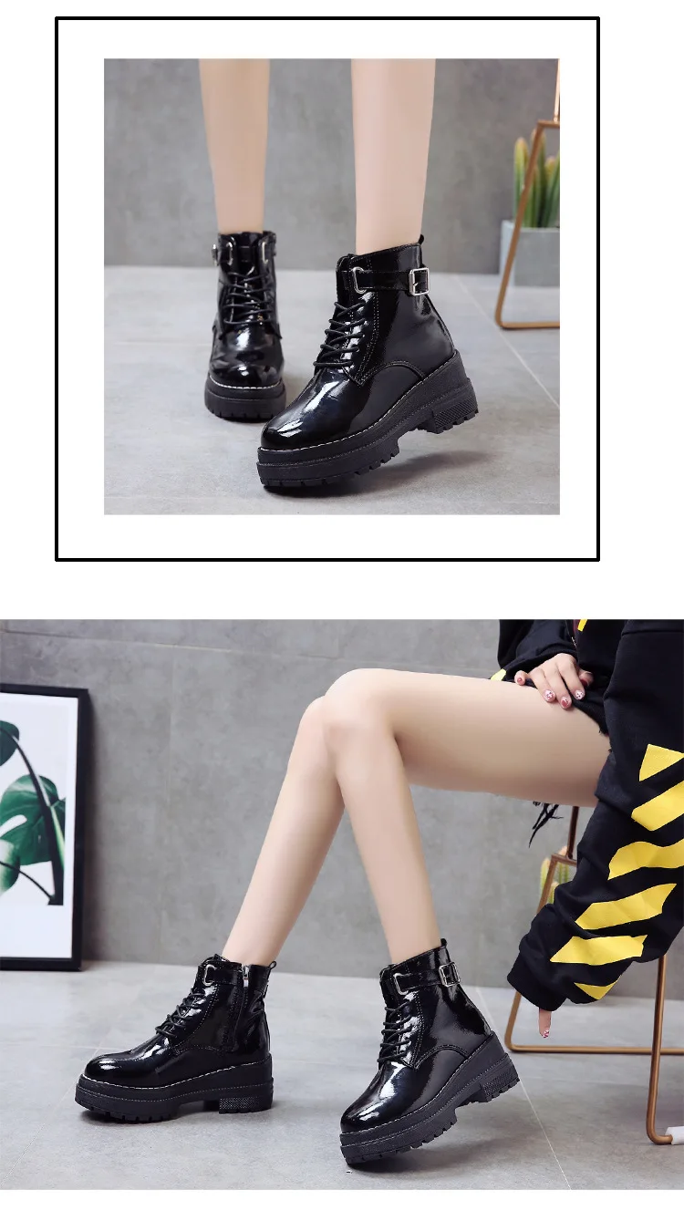 Mujer; модная обувь на платформе; женские ботильоны в стиле панк; Черные ботильоны в готическом стиле; женские мотоботы на танкетке со шнуровкой;