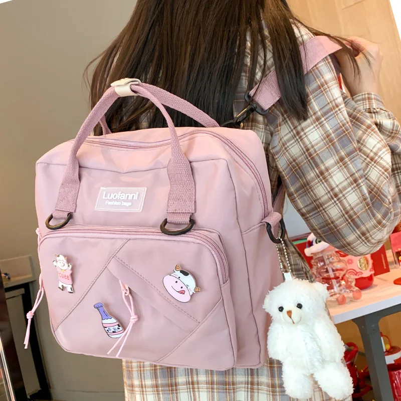 Nuevo precioso de Nylon impermeable mochila para niñas adolescentes multifuncionales viaje bolsa mujer anillo hebilla mochila escolar pequeña mujeres mochilas