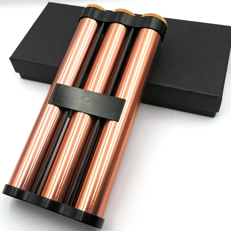 COHIBA Gadget Metal Cigar Tube Humidor Hydrating Holder Case With Humidifier For 2/3 Cigars of 50 Ringage Smoking Tool | Дом и сад