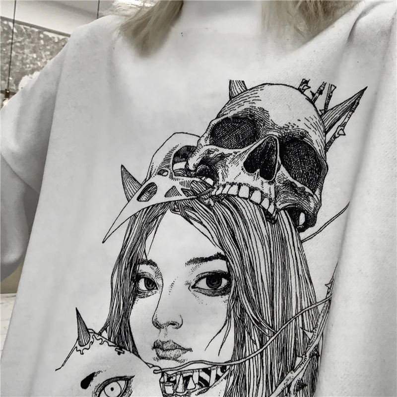 Neploe Harajuku женские толстовки осень зима мультфильм девушка печатных флисовый пуловер корейский Свободный Топ Джемперы 55558