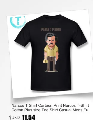 Narcos футболка с мультяшным принтом Narcos футболка хлопок плюс размер футболка Повседневная мужская забавная графическая футболка с коротким рукавом