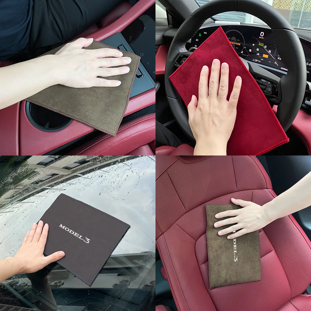 For Tesla Model 3 X S Y P100D SpaceX Car Wash Towel Care Cloth Detailing Hemming Wiping Rags Cleaning Drying Cloth Accessories cleaning cloth microfiber car towel microfiber towels car washing towel car drying towel fiber car wipes drying cloth
