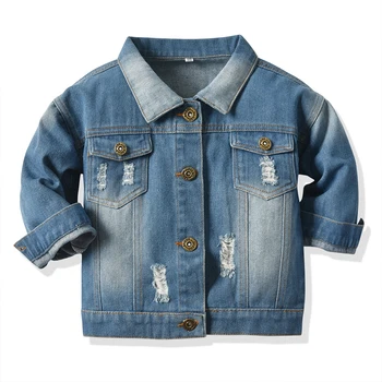 

Top and Top Winter Fashion Children Boy Girl Clothing Little Childs Outwears Denim Hole Long Sleeve Casual Warm Comfort Kid Coat