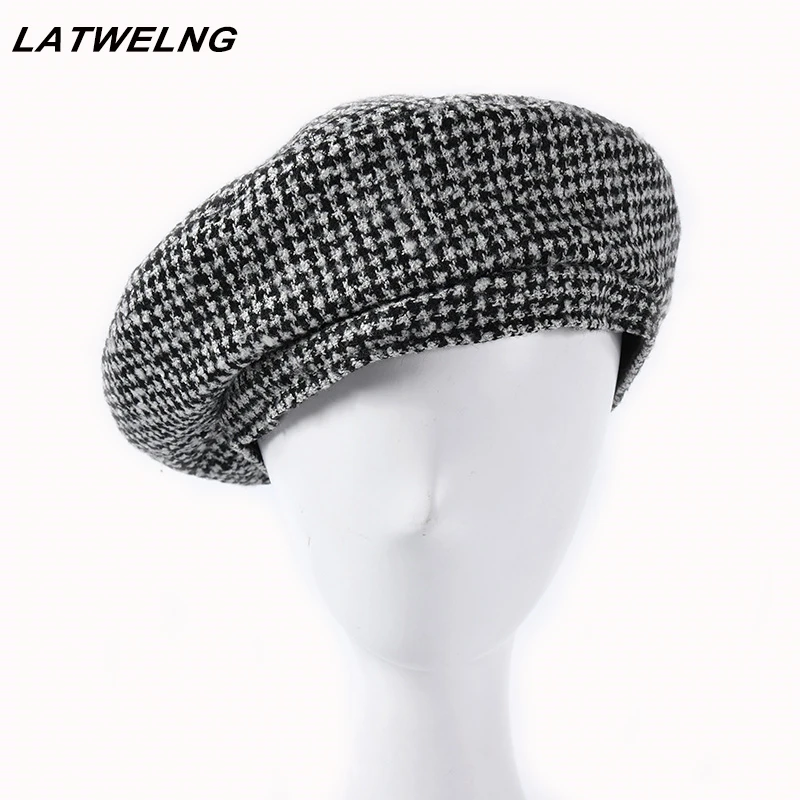 Новинка 2020 женские твидовые береты с гусиными лапами элегантные шапки в стиле