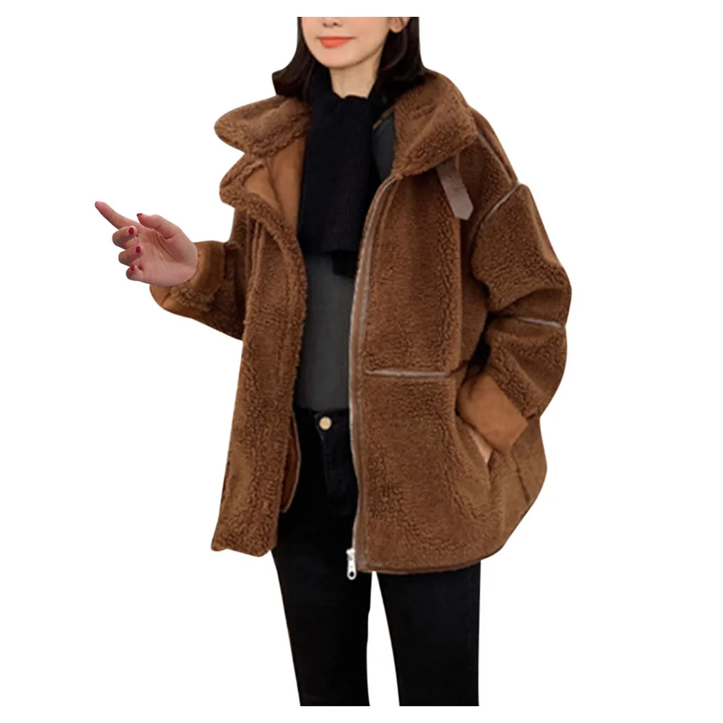 Manteau femme hiver зимнее пальто для женщин дамское пальто из овечьей шерсти короткий мех один толстый бархат мотоциклетная одежда kurtka zimowa damsk