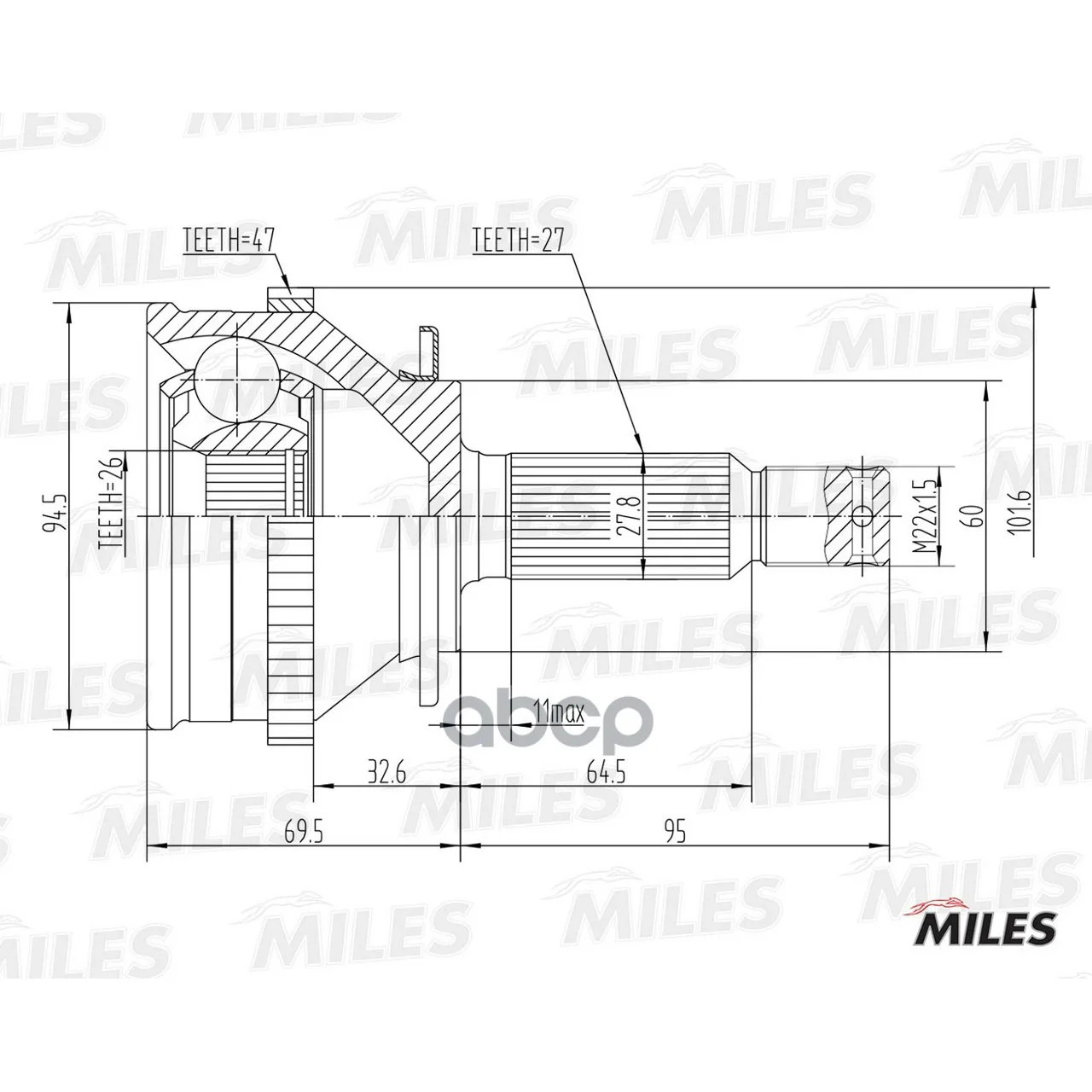Шрус Hyundai Trajet Fo 2.0l Нар. Miles Ga20553 Miles арт. GA20553