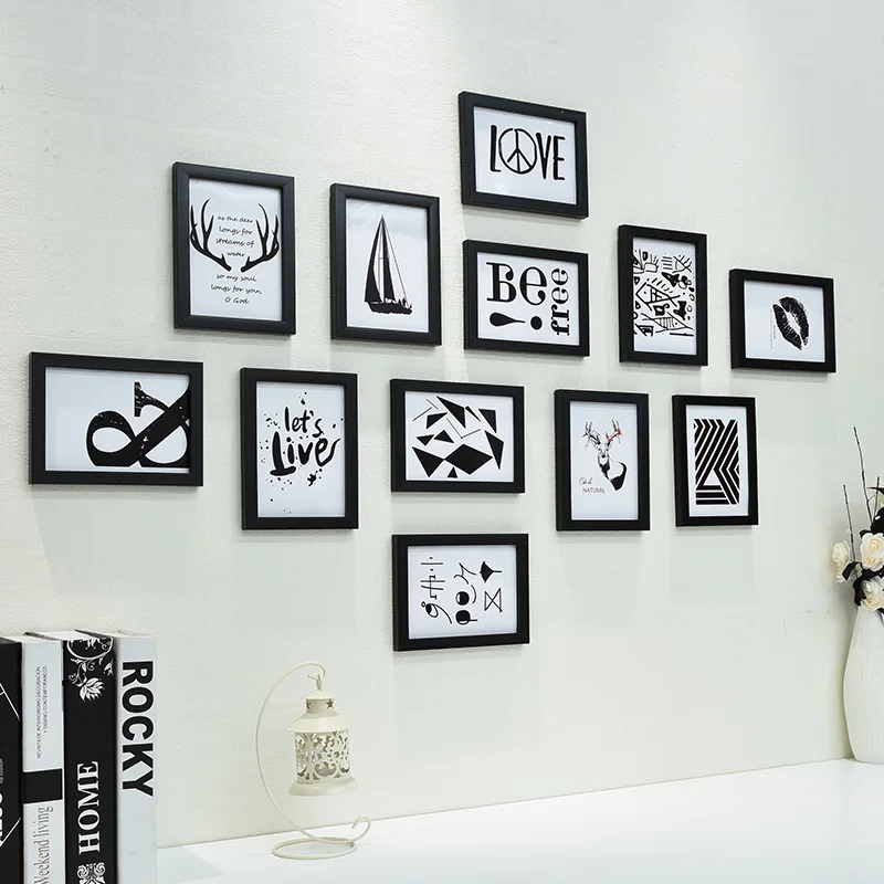 

Simplicity 12 pcs/set Photo Frame Combination Phorto Frames Set 7 inch Black & White Picture Frames Set porta retrato moldura
